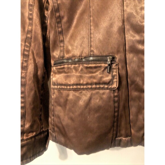 Vintage Pirelli Womens Jacket 42 Bomber Brown Satin Zipper Snap Pockets - Picture 5 of 14